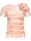 Area Ruffled Flower-appliqué T-shirt In Rosa