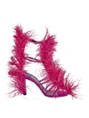 Area Amazona 100mm Feather-embellished Sandals In Fuchsia