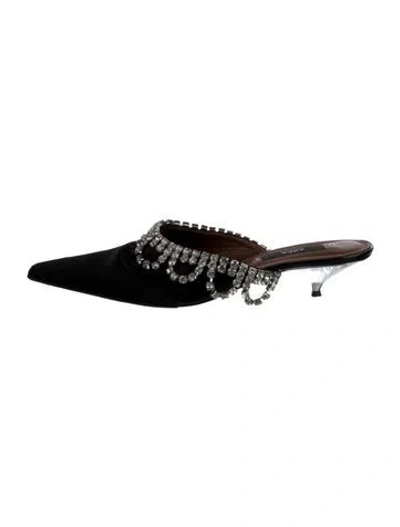 Pre-owned Area Satin Mules In Black