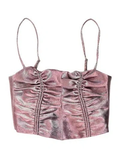 Pre-owned Area Scoop Neck Sleeveless Crop Top In Pink