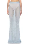 Area Sequin Crochet Maxi Skirt In Light Blue
