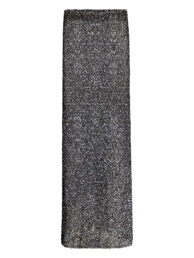 Area Sequin-embellished Skirt In 黑色