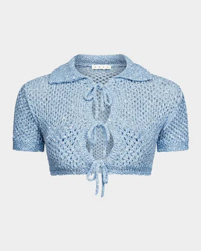 AREA SEQUINED CROCHET CROPPED CARDIGAN