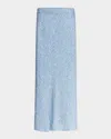 Area Sequin Crochet Maxi Skirt Light Blue In Blue
