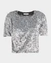 Area Sequined Short-sleeved T-shirt In Silver