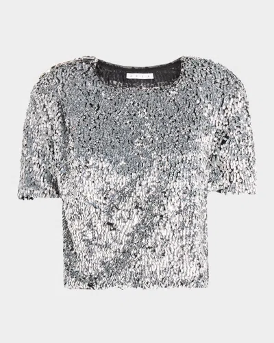 Area Sequined Short-sleeved T-shirt In Silver