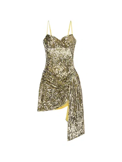 Area Sequin-embellished Wrapped Dress In Green