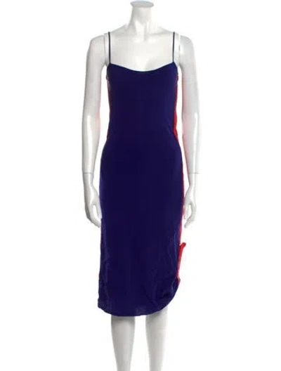 Pre-owned Area Silk Midi Length Dress In Blue