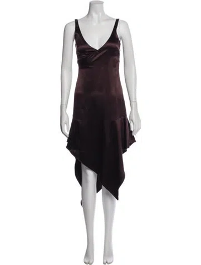 Pre-owned Area Silk Midi Length Dress In Purple