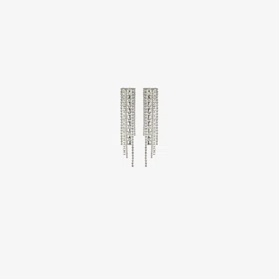 Area Silver Tone Crystal Fringe Earrings