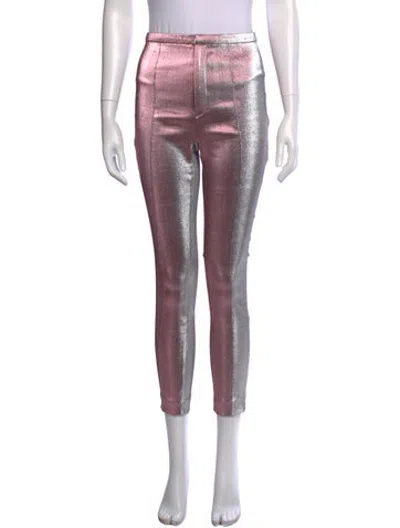 Pre-owned Area Skinny Leg Pants In Metallic/pink