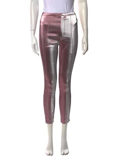 Pre-owned Area Skinny Leg Pants W/ Tags In Metallic/pink