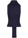 Area Sleeveless Twisted Knit Top In Blue