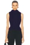 Area Sleeveless Twisted Knit Top In Midnight Blue