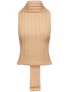 Area Sleeveless Twisted Knitted Top In Neutrals