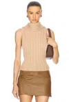 Area Sleeveless Twisted Knitted Top In Light Beige