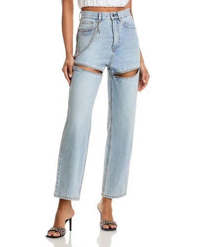 Area Crystal Slit Jeans In Light Blue