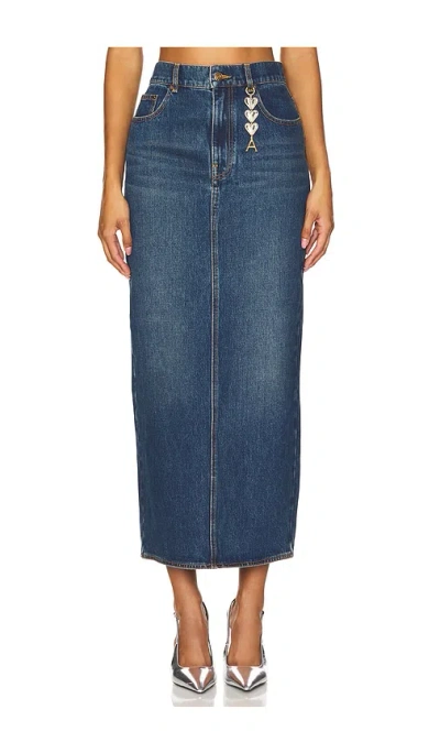 Area High-waisted Midi Skirt Zip Slit In Blue