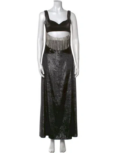 Pre-owned Area Square Neckline Long Dress W/ Tags In Black