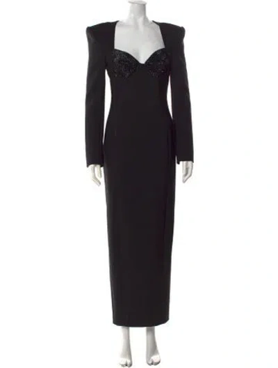 Pre-owned Area Square Neckline Long Dress W/ Tags In Black