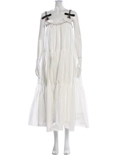 Pre-owned Area Square Neckline Long Dress W/ Tags In White