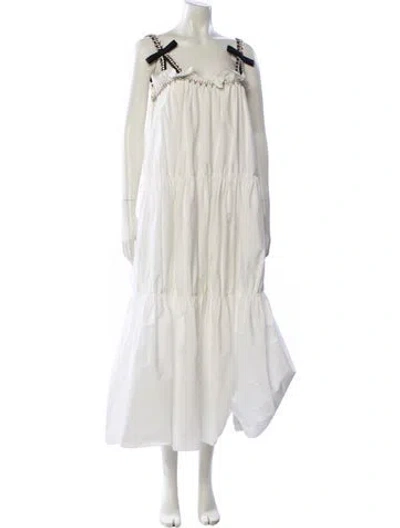 Pre-owned Area Square Neckline Long Dress In White