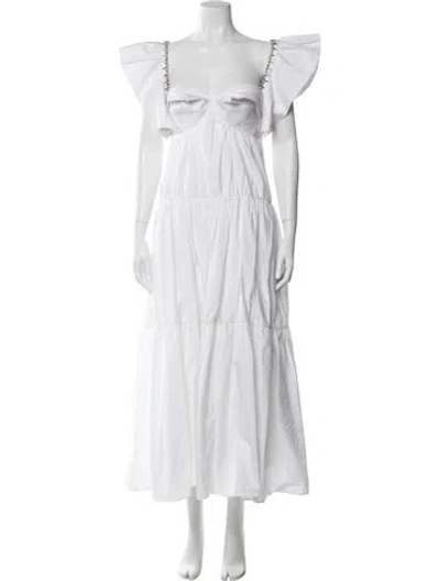 Pre-owned Area Square Neckline Long Dress In White