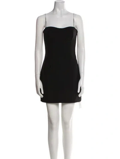 Pre-owned Area Square Neckline Mini Dress In Black
