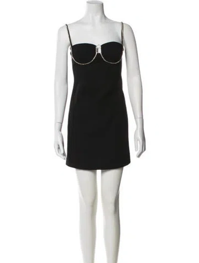 Pre-owned Area Square Neckline Mini Dress In Black