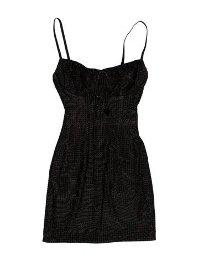 Pre-owned Area Square Neckline Mini Dress In Black