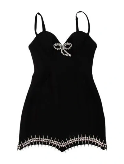 Pre-owned Area Square Neckline Mini Dress In Black