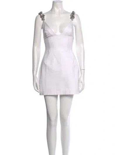 Pre-owned Area Square Neckline Mini Dress In Neutral