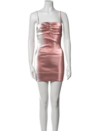 Pre-owned Area Square Neckline Mini Dress In Pink