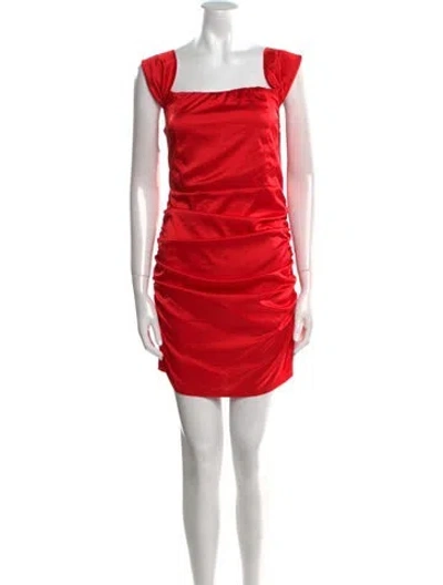 Pre-owned Area Square Neckline Mini Dress In Red