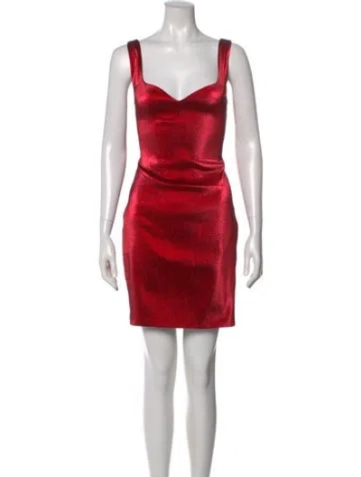 Pre-owned Area Square Neckline Mini Dress In Red