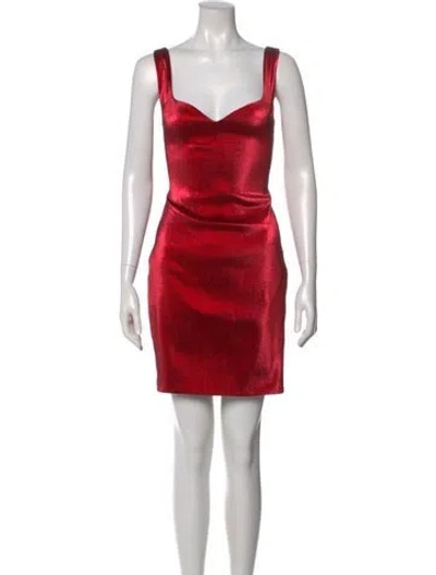 Pre-owned Area Square Neckline Mini Dress In Red