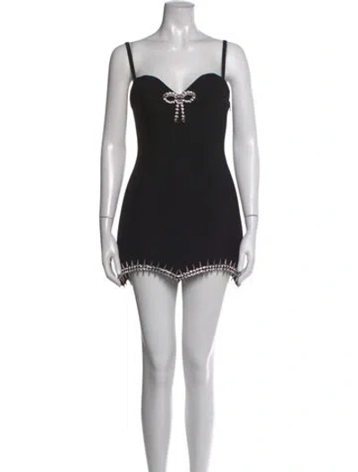Pre-owned Area Square Neckline Mini Dress W/ Tags In Black