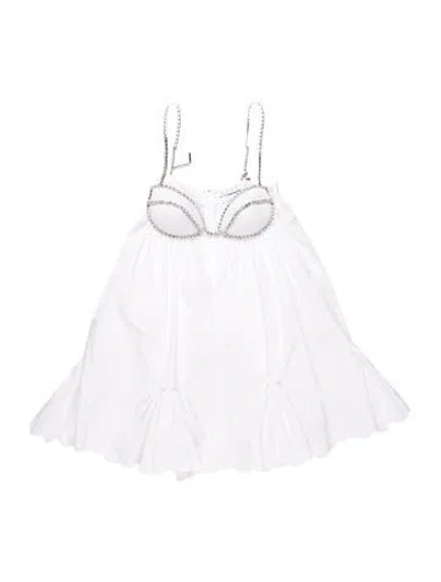 Pre-owned Area Square Neckline Mini Dress In White