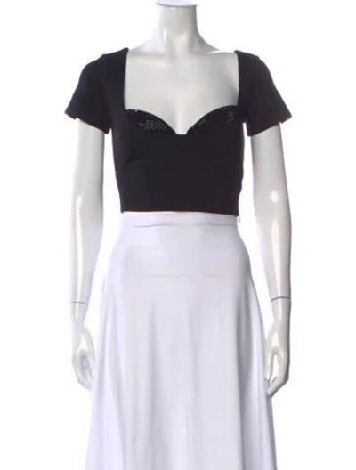 Pre-owned Area Square Neckline Short Sleeve Crop Top In Multi