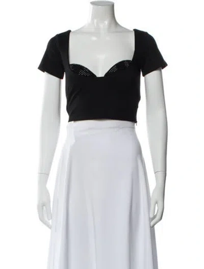 Pre-owned Area Square Neckline Short Sleeve Crop Top W/ Tags In Blue