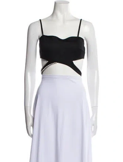 Pre-owned Area Square Neckline Sleeveless Crop Top In Black