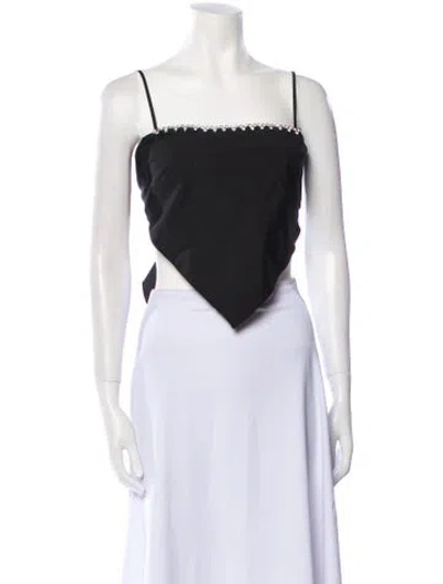 Pre-owned Area Square Neckline Sleeveless Crop Top In Black