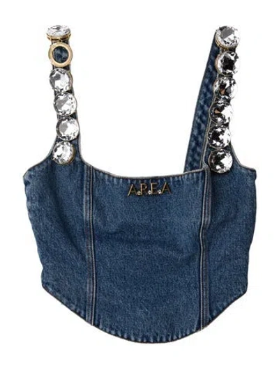 Pre-owned Area Square Neckline Sleeveless Crop Top In Black