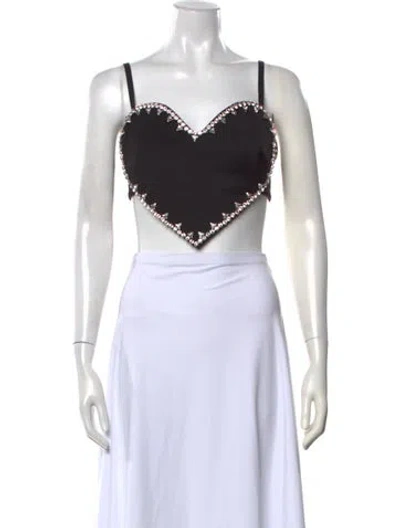 Pre-owned Area Square Neckline Sleeveless Crop Top In Black