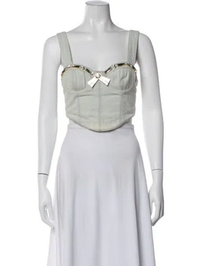 Pre-owned Area Square Neckline Sleeveless Crop Top In Blue