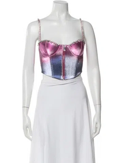 Pre-owned Area Square Neckline Sleeveless Crop Top In Neutral