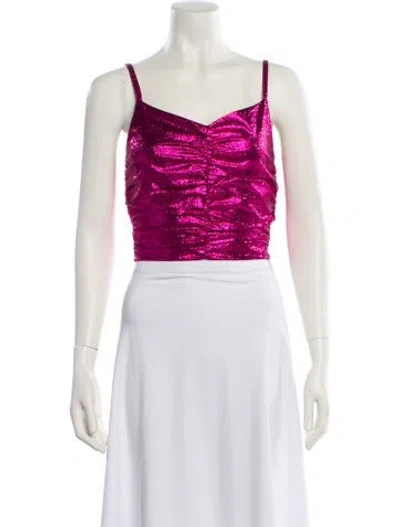 Pre-owned Area Square Neckline Sleeveless Crop Top In Pink