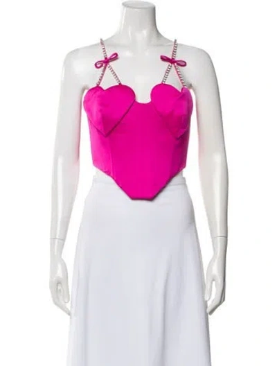 Pre-owned Area Square Neckline Sleeveless Crop Top In Pink