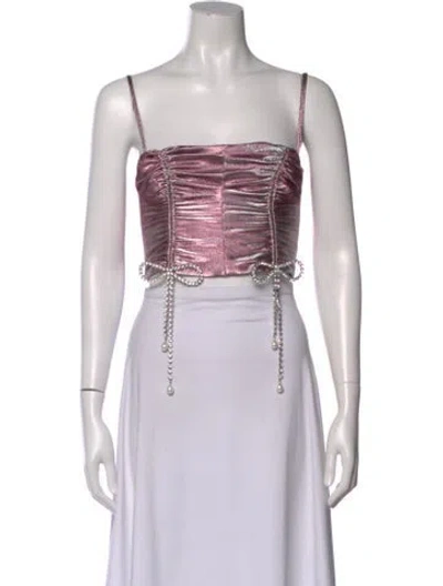 Pre-owned Area Square Neckline Sleeveless Crop Top In Pink