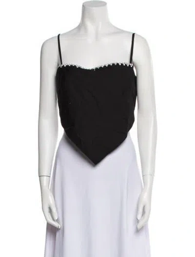 Pre-owned Area Square Neckline Sleeveless Crop Top W/ Tags In Black